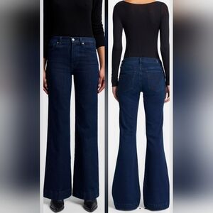 7 For All Mankind Dojo Jeans Dark Indigo Wide Leg Flare Low Rise